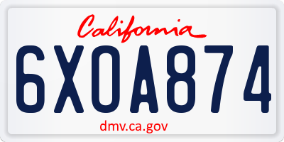CA license plate 6XOA874