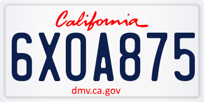 CA license plate 6XOA875