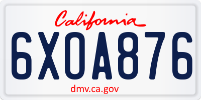 CA license plate 6XOA876