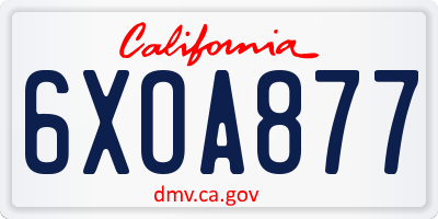 CA license plate 6XOA877