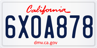 CA license plate 6XOA878