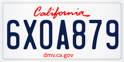 CA license plate 6XOA879