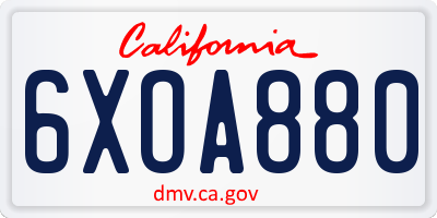 CA license plate 6XOA880