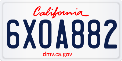 CA license plate 6XOA882