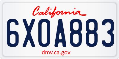 CA license plate 6XOA883