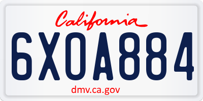 CA license plate 6XOA884
