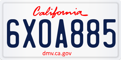 CA license plate 6XOA885