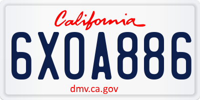 CA license plate 6XOA886