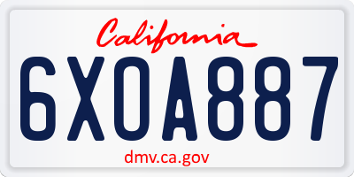 CA license plate 6XOA887