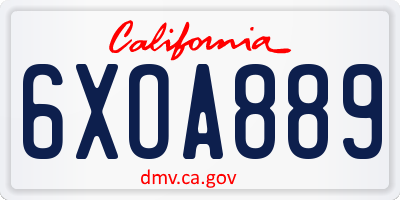 CA license plate 6XOA889