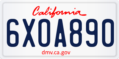 CA license plate 6XOA890