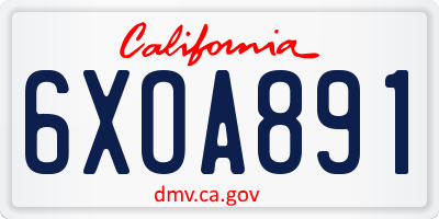 CA license plate 6XOA891
