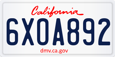 CA license plate 6XOA892