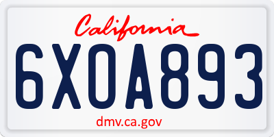 CA license plate 6XOA893