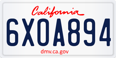CA license plate 6XOA894