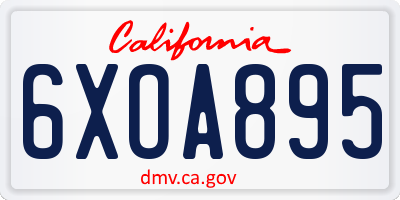 CA license plate 6XOA895
