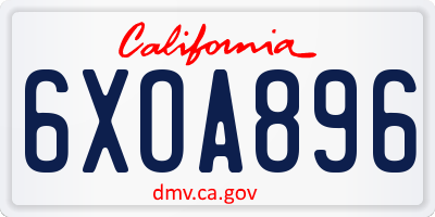 CA license plate 6XOA896