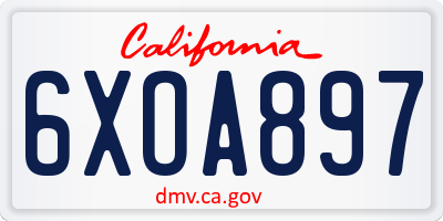 CA license plate 6XOA897