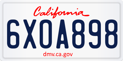 CA license plate 6XOA898