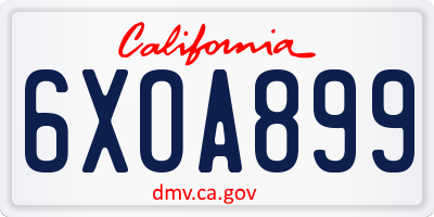 CA license plate 6XOA899