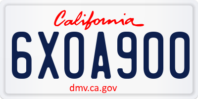 CA license plate 6XOA900
