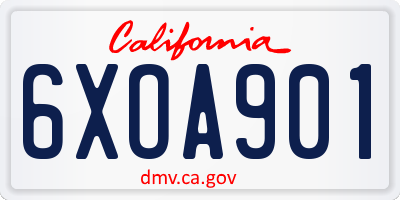 CA license plate 6XOA901