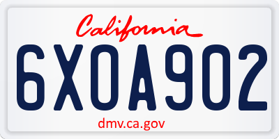 CA license plate 6XOA902