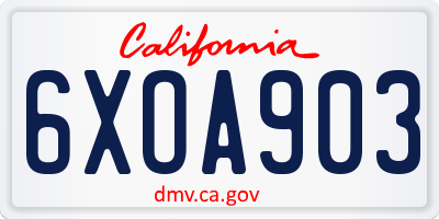 CA license plate 6XOA903