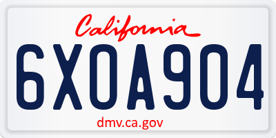 CA license plate 6XOA904