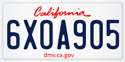 CA license plate 6XOA905