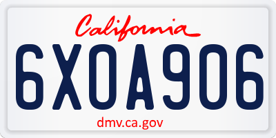 CA license plate 6XOA906