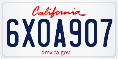 CA license plate 6XOA907