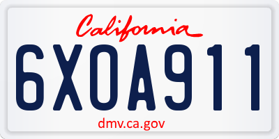 CA license plate 6XOA911