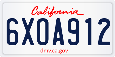 CA license plate 6XOA912