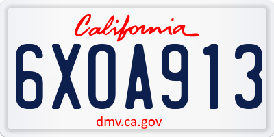 CA license plate 6XOA913