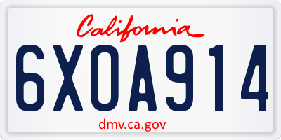 CA license plate 6XOA914
