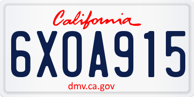 CA license plate 6XOA915
