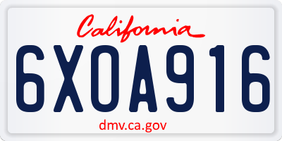 CA license plate 6XOA916