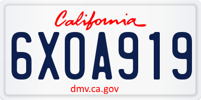 CA license plate 6XOA919