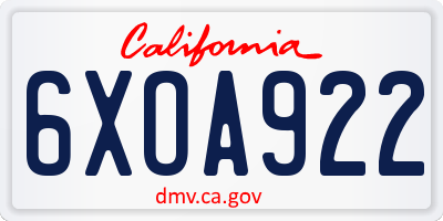 CA license plate 6XOA922