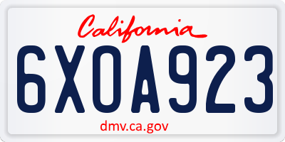CA license plate 6XOA923