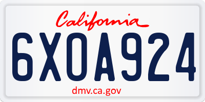 CA license plate 6XOA924
