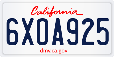 CA license plate 6XOA925