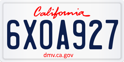 CA license plate 6XOA927