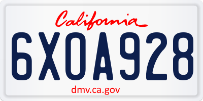 CA license plate 6XOA928