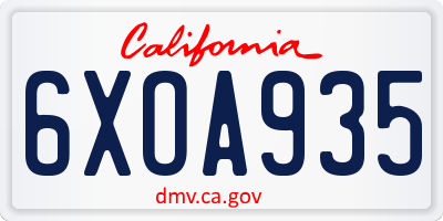 CA license plate 6XOA935