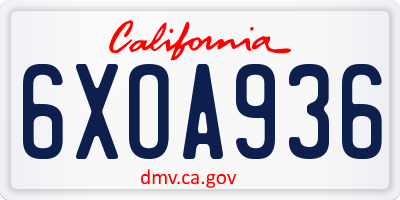 CA license plate 6XOA936
