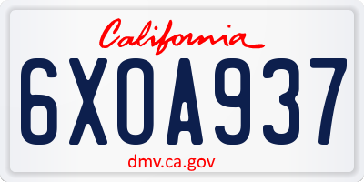 CA license plate 6XOA937