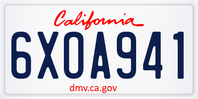 CA license plate 6XOA941