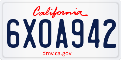 CA license plate 6XOA942